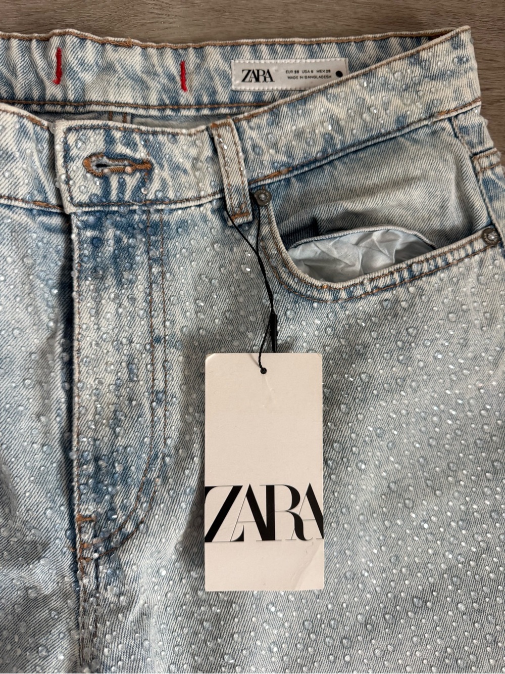 ZARA Women's Straight Jeans - Light Blue Acid Wash - Picture 3 of 5
